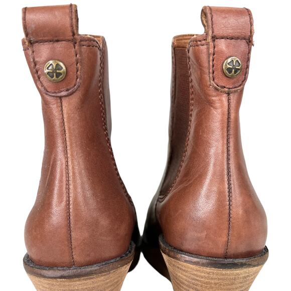 Lucky Brand Fedora Brown Leather Wedge Ankle Boots Booties 6.5 - Picture 8 of 11